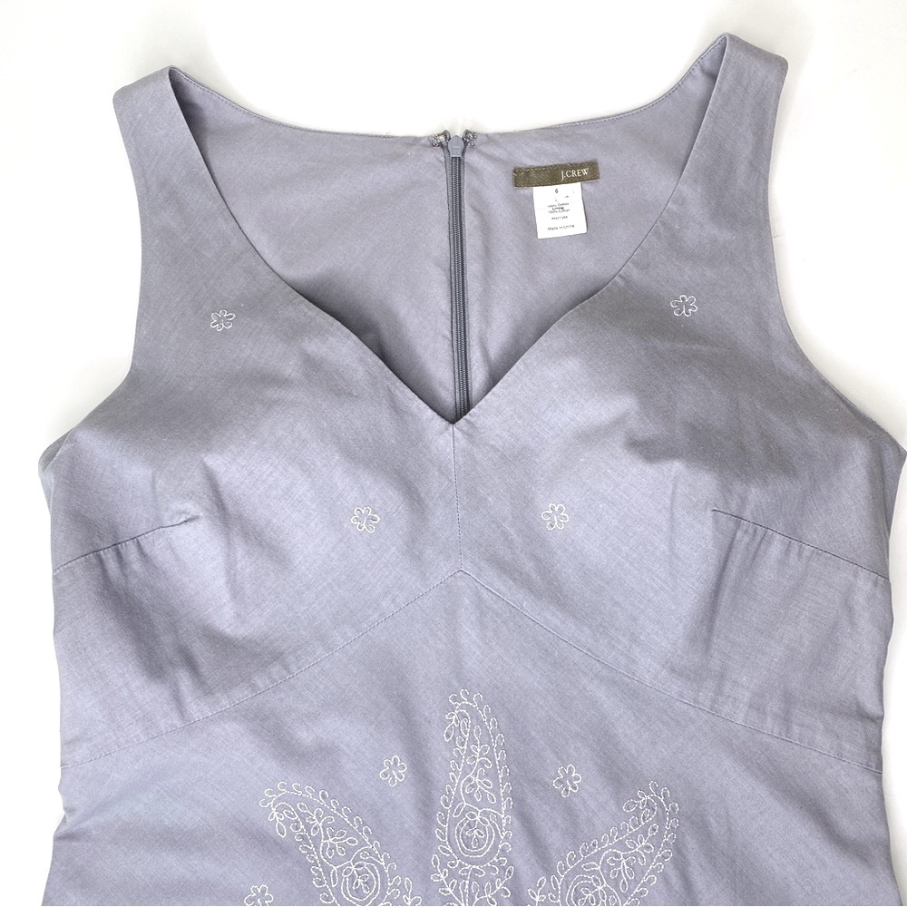J. Crew Sleeveless Midi Dress Sz 6 Vtg Y2K Cotton Floral Embroidered Boho Beach - Picture 5 of 13